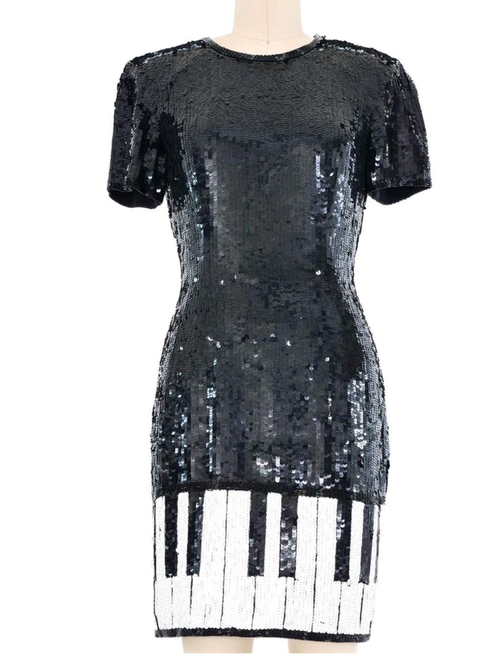 Vintage A.J. Bari 100% silk Piano keys cocktail dress size 8